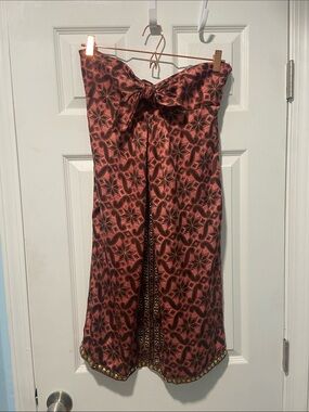 Tracy Reese Strapless Mini Dress with Front Tie Bow